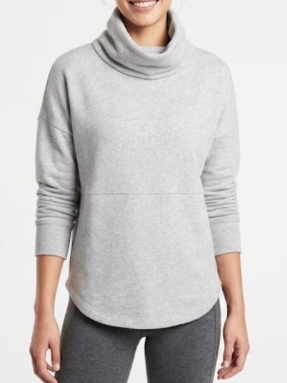 Athleta Light Grey Funnel Neck Pullover Women's Small